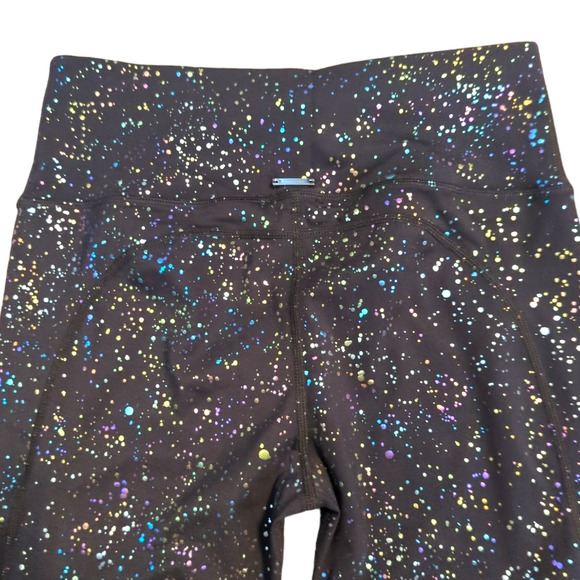 BEBE Black Metallic Splatter Sheer Mesh Performance Leggings Medium 6 8 NEW - Picture 7 of 13